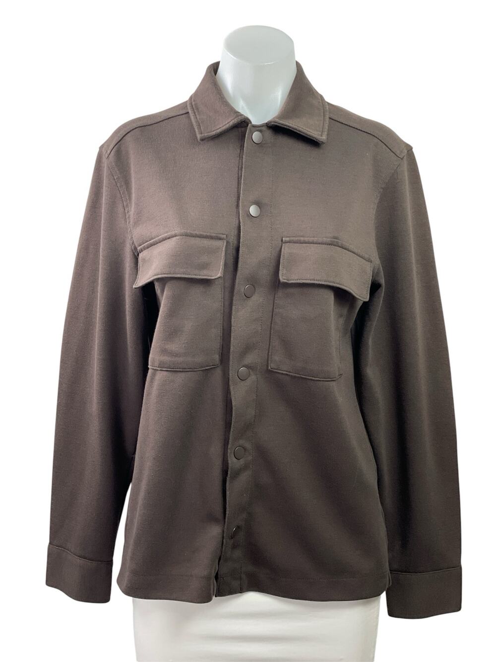 H&M Women's Brown Chest Pocket Long Sleeve Button Down Overshirt Top Size S